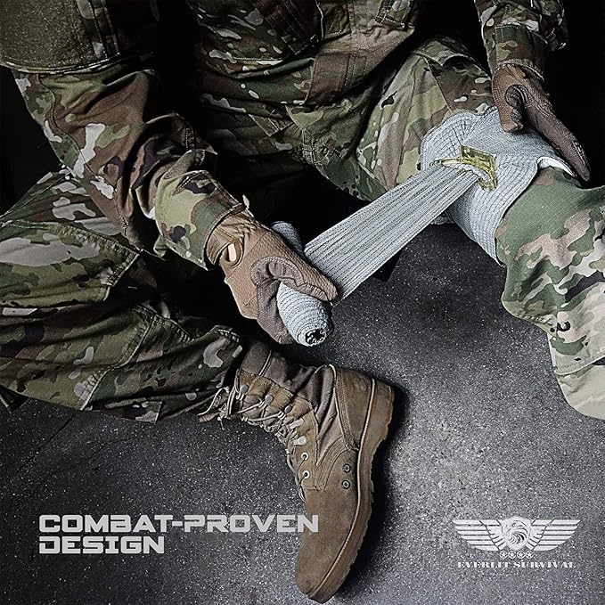 EVERLIT Emergency Trauma Kit, CAT GEN-7 Tourniquet 36" Splint, Military Combat Tactical IFAK for First Aid Response, Critical Wounds, Severe Bleeding Control (Black)