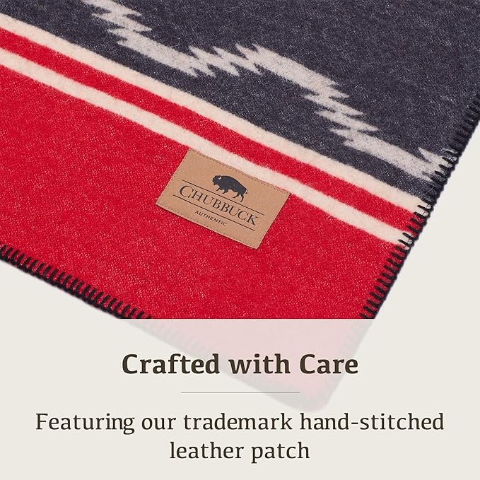 Chubbuck 100% Wool Blanket Camping (60" x 84") - Large Warm Blanket for Camping, Emergency, Outdoor Concerts and Home Use - Reversible, Fire Retardant, Soft and Warm Blankets for Winter (Navigator)