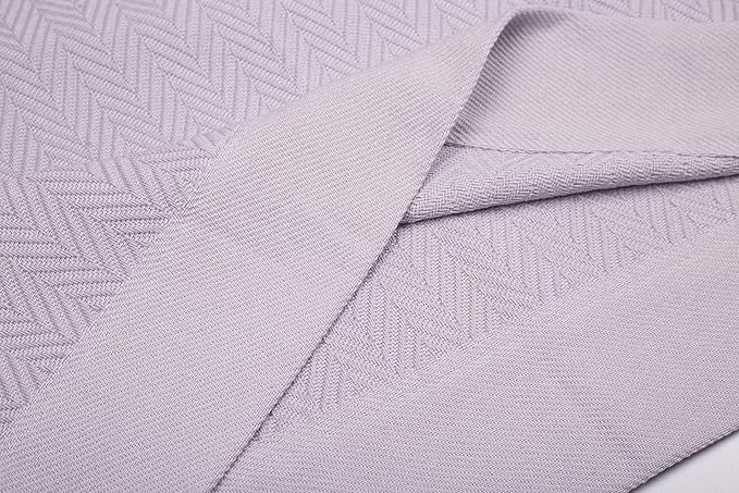 Threadmill Luxury Cotton Blankets for King Size Bed | All-Season Cozy 100% Cotton King Size Blanket | Herringbone Soft Fall Thermal Blanket fits California King Size Bed, 106x92 | Lilac