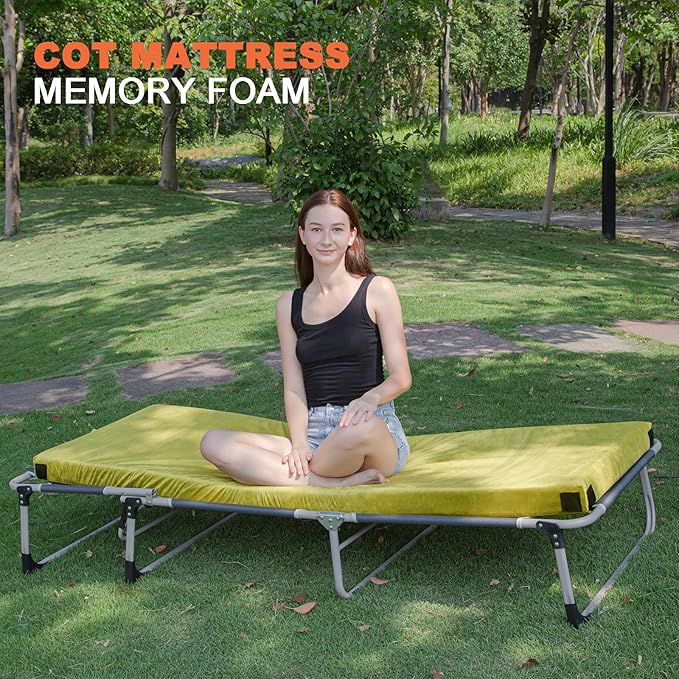 Memory Foam Camping Mattress Sleeping Pad, 3" Thick Waterproof Portable Roll Up Sleeping Mats & Floor Mattress Pad with Pillow + Travel Bag for Camping Car Truck SUV Tent Sleepover Kids Adult