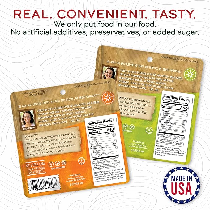 Wild Zora Paleo Freeze Dried Meals for Backpacking & Camping - Healthy Gluten Free & Grain Free Camping Meals/Backpacking Food + No Added Sugar - Great for Travel (AIP 4-pack)