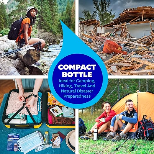 Potable Aqua Water Purification Tablets, Portable and Effective Water Purification Solution for Camping, Hiking, Emergencies, Natural Disasters and International Travel, Two 50ct Bottles, Blue