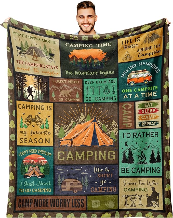 Camping Gifts for Men/Women, Best Gifts for Camping Lovers, Camping Blanket 60"x50"