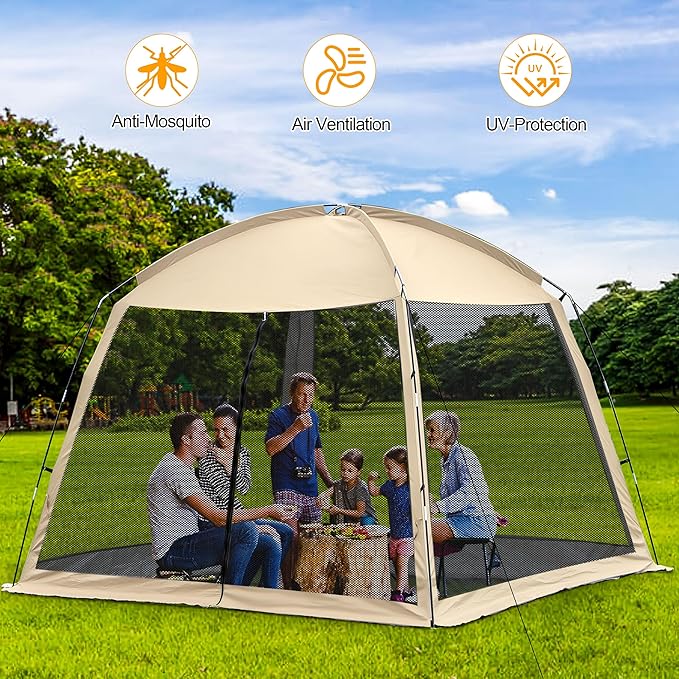 12' X 12' Screen House Room - Camping Screen Tent 8-10 Person&Instant UV Resistant Sun Shelter,Easy to Set up&Mosquito net Tent&Waterproof,Suitable for Family Camping Trip,Backyard,Picnic