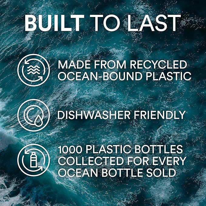Ocean Bottle - Recycled Stainless Steel Reusable Water Bottle - Eco-Friendly & Reusable - Ocean Blue - 25 oz