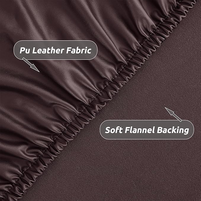 LURKA Rectangle PU Leather Table Cover/Tablecloth with Elastic Fitted Edge – Waterproof, Oil-Proof, Scratch-Resistant, Wipeable Protector for Dining, Kitchen, Outdoor Picnic, Party (Coffee, 4FT)