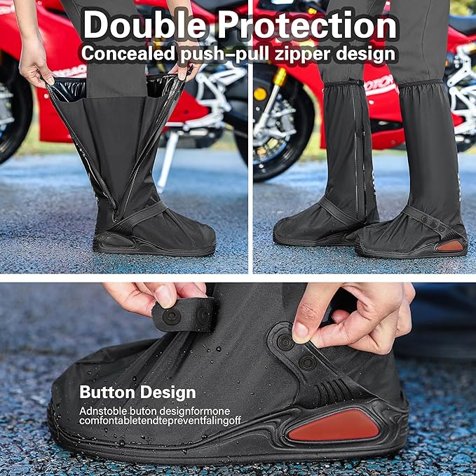 iCreek Waterproof Shoe Covers Reflective Rain Boot Foldable Non-Slip Protective Overshoes for Rainy Day, Hiking, Outdoor