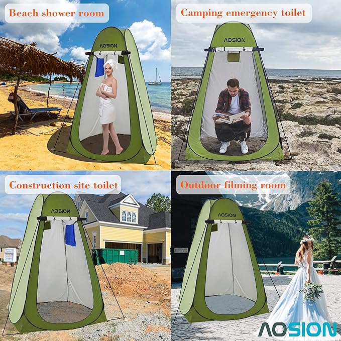 AOSION Privacy Shower Tent,Pop Up Changing Tent,Camp Bathroom Changing Dressing Room,Sun Sunshade Canopy Outdoor Rain Shelter for Camping Hiking Beach Picnic Fishing. (Green)