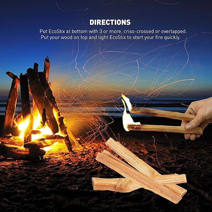 EasyGoProducts Eco-Stix Fatwood Fire Starter Kindling Firewood Sticks - 100% Organic - Firestarter for Wood Stoves, Fireplaces, Campfires, Bonfires - 10 Pounds