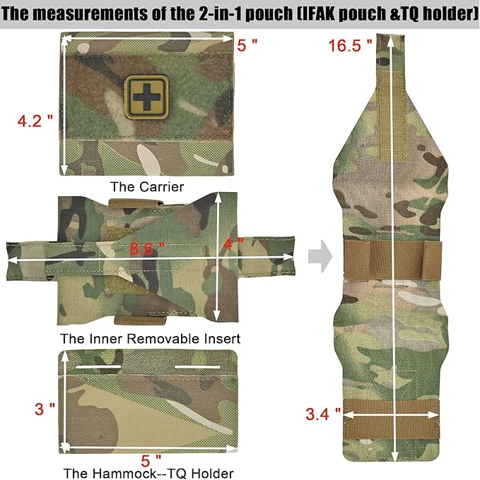 2-in-1 Micro Med Kit Med Pouch Tactical Mini First Aid Pouch Empty Small IFAK Pouch Compact Med Pouch EDC Bag with Tourniquet Holder |MOLLE Belt IFAK Micro Trauma Kit Pouch