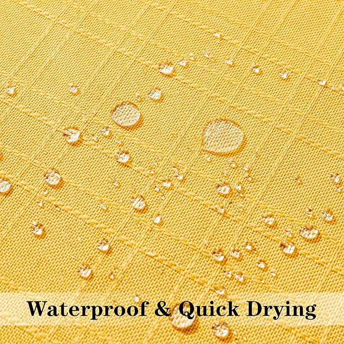 Kevin Textile Pack of 2 Decorative Outdoor Waterproof Throw Pillow Covers Checkered Pillowcases Classic Cushion Cases for Patio Couch Bench 16 x 16 Inch Yellow