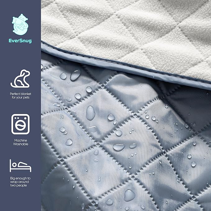 EverSnug Large Waterproof Outdoor Blanket - Extra Thick Premium Quilted Fleece, Waterproof & Windproof, Great for Camping, Picnics, Beaches, Stadiums, Dogs