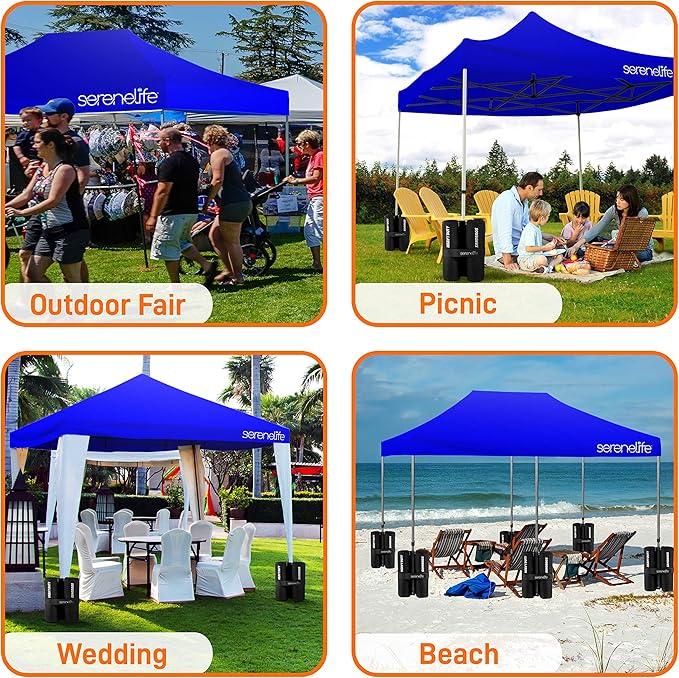 SereneLife Pop Up Canopy Tent 10x20-Commercial Instant Shelter Foldable/Collapsible Sun Shade Canopy Pop Up Tent w/Waterproof Tent Top,Portable Carry Bag&Sand Bag-SereneLife SLGZ20BU(Navy Blue)