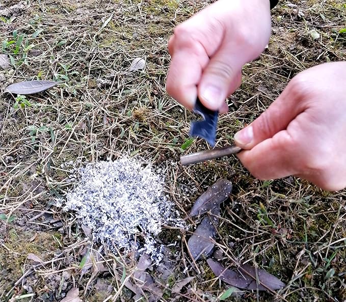 Magnesium Fire Starter Kit with Ferro Rod – Emergency Survival Fire Starting Gear with Pre-Shaved Magnesium & Fire Ropes – Waterproof Outdoor Kit for Camping, Hiking, Bushcraft