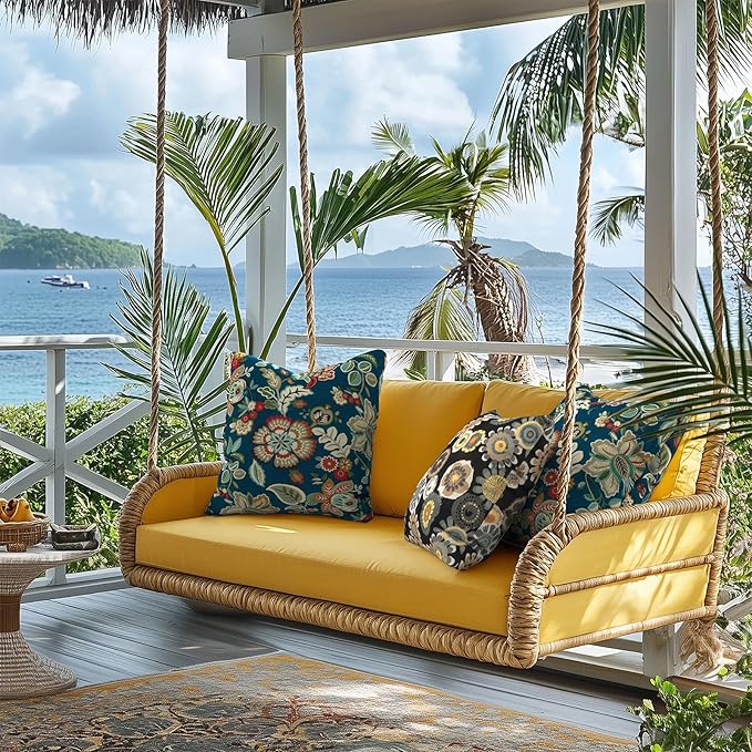 Outdoor Throw Pillow Covers 18”x18”, Decorative Pillow Covers for Patio Furniture, Modern Cushion Cases for Garden Couch Home Sofa Bed Office Chair, Pack of 2,Peacock Blue