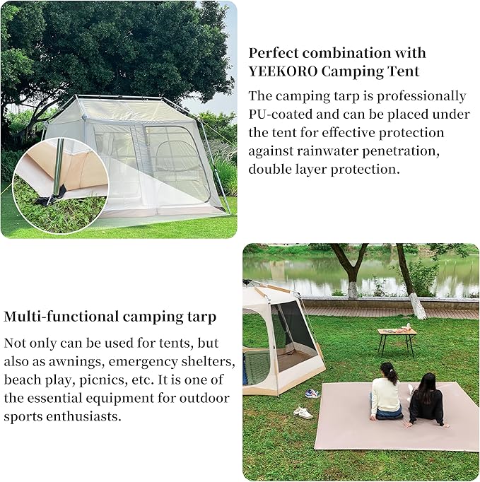 Tent Footprint, 210D Oxford Cloth Camping Tent Tarp, PU 3000 Waterproof Ground Sheet Mat for Tent, Backpacking, Hiking, Beach