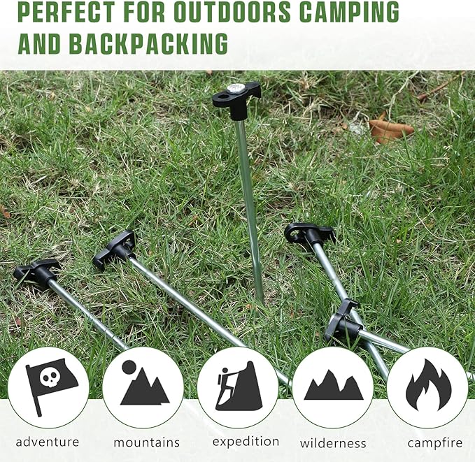 Shimeyao 10" Tent Stakes Camping Heavy Duty Stakes Bulk Metal Ground Pegs Camping Spikes Galvanized for Outdoor Pitching Canopy