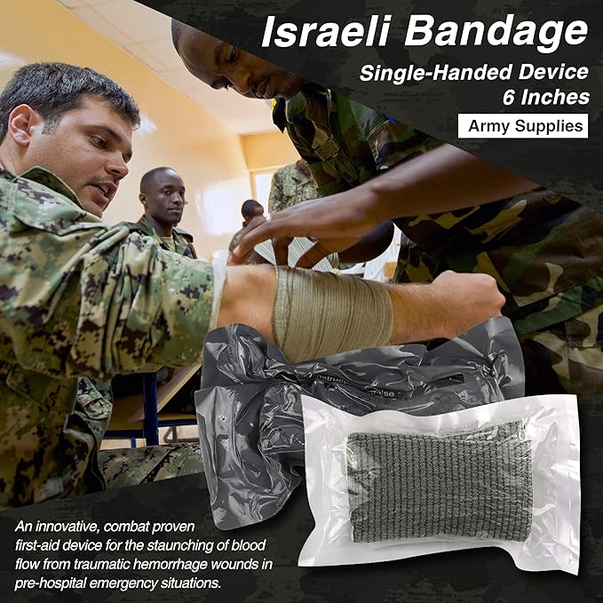 Survival First Aid Kit with Israeli Bandage, Splint, Chest Seal, Tactical Military Combat Molle IFAK for Wound Care, Bleeding Control, Trauma Hemorrhage and More