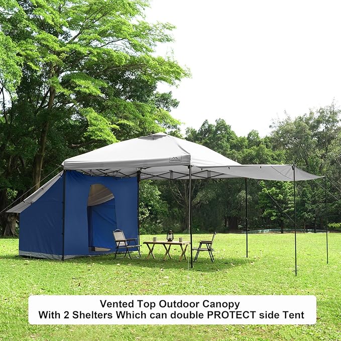 KAMPKEEPER 10x10 Easy Pop Up Canopy Tent with 2 Sidewalls, Instant Outdoor Shade Shelter with 2 PCS Removable 10FT Sun Walls, Quick Setup Waterproof and UV-Resistant for Patio, Camping, Backyard