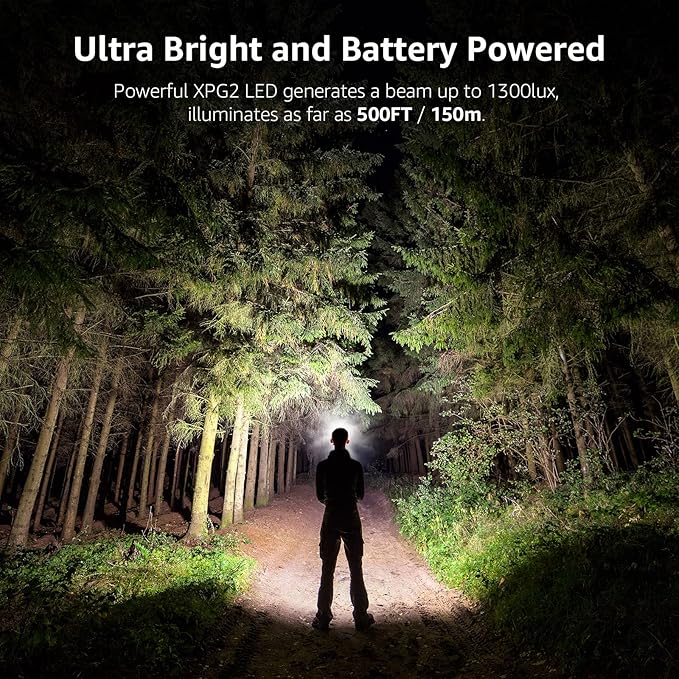 Lepro HeadLamp, 2 Pack Super Bright LED Head lamp with 6 Lighting Modes, Waterproof, Battery Powered LED Lightweight Headlight for Cycling Running Camping for Kids Adults