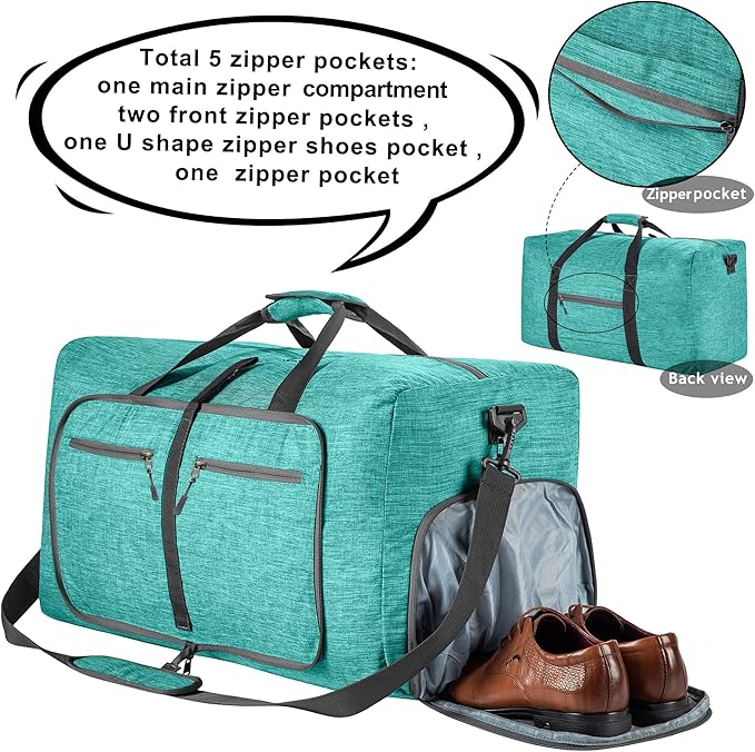 Vomgomfom Travel Duffle Bag for Men,65L 85L 115L Foldable Travel Duffel Bag with Shoes Compartment Overnight Bag for Men Women