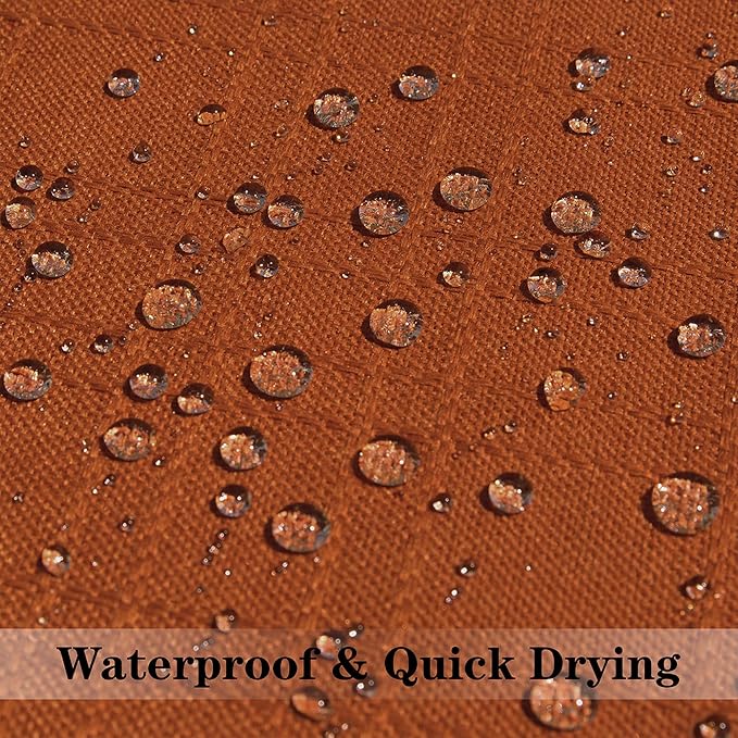 Kevin Textile Pack of 2 Outdoor Waterproof Pillow Covers Checkered Decorative Cushions Sham Throw Pillowcases Shell for Patio Tent Garden Couch Bed Sofa 20x20 Inch Burnt Orange