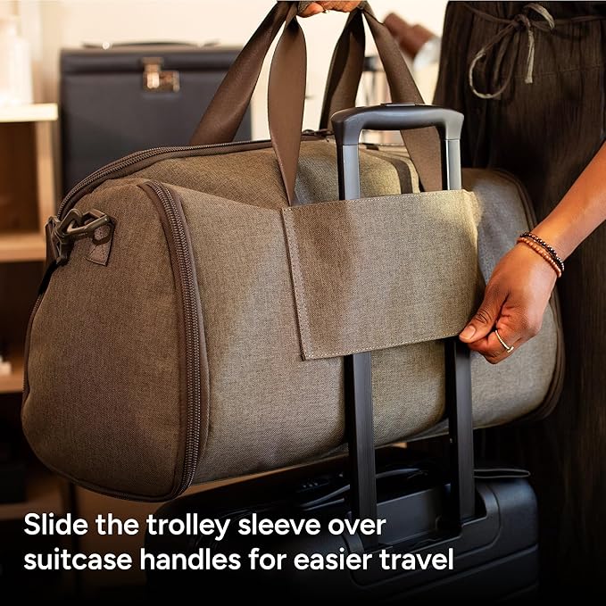 Halfday Convertible 2-in-1 Garment Duffel Weekender Bag 40L: Wrinkle-Free Travel (Hanging Suit Compartment, Shoe Pockets, Trolley Sleeve), Durable & Water-Resistant Carry-on, Coast