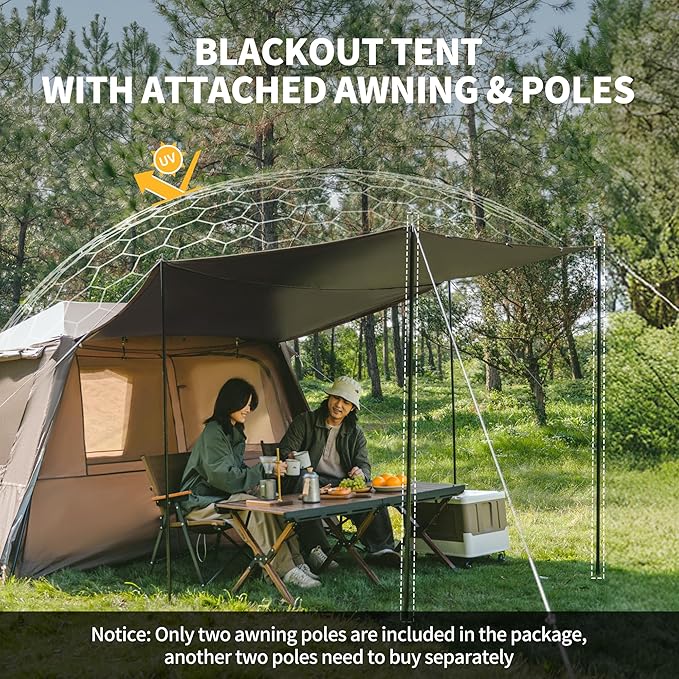 Naturehike Village Instant Tent, 4 Person 8 Person Camping Tent with Full Rainfly, Waterproof Large Cabin Tents for Car Camping