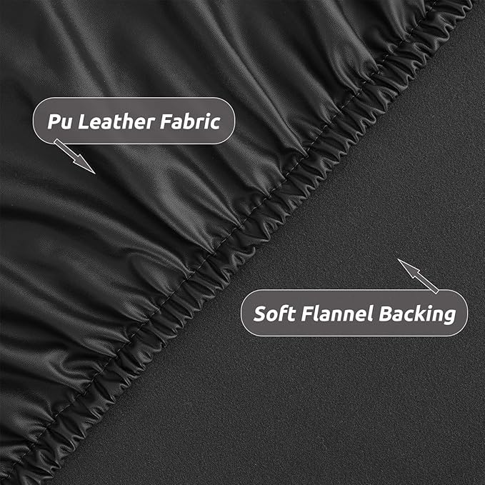 LURKA Rectangle PU Leather Table Cover/Tablecloth with Elastic Fitted Edge – Waterproof, Oil-Proof, Scratch-Resistant, Wipeable Protector for Dining, Kitchen, Outdoor Picnic, Party (Black, 4FT)