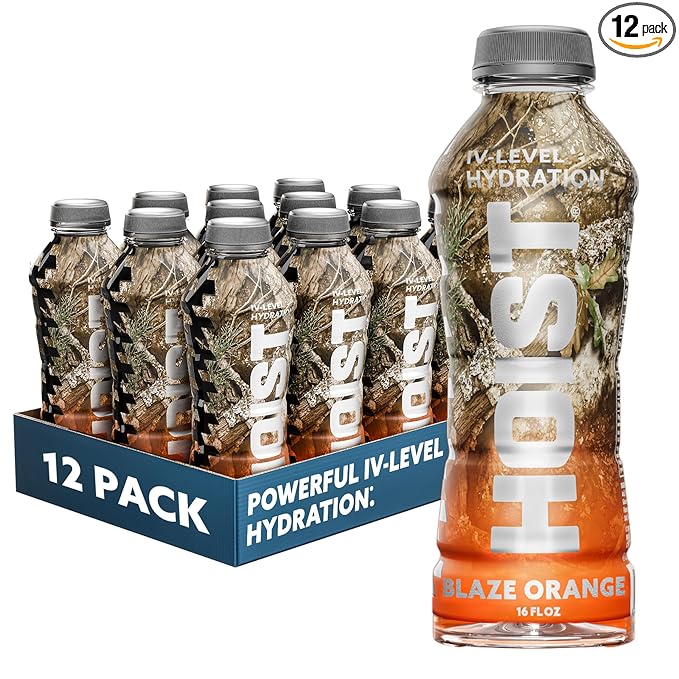 Hoist Premium Hydration Isotonic Electrolyte Drink, Powerful IV-Level Hydration, Orange, 16 Fl Oz (Pack of 12)