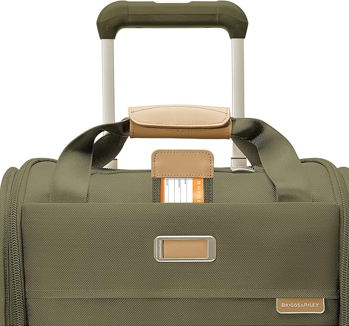 Briggs & Riley Cabin Spinner - Carry On Luggage for Travel, Suitcases with Wheels, Softside Rolling Bag for Men & Women, Fits Under Plane Seat, Interlocking Handle - Baseline Collection, Olive