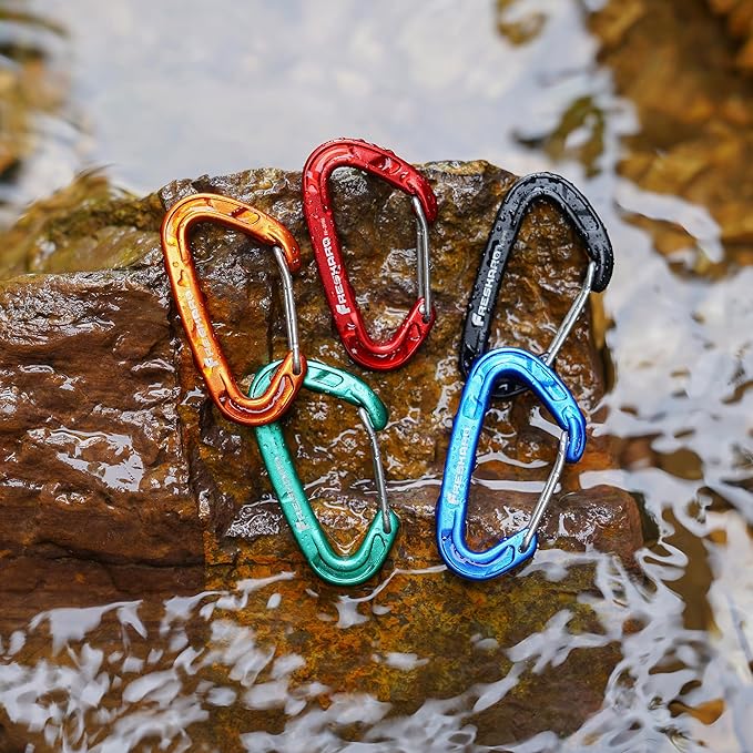 FresKaro 15kN-3372lbs Heavy Duty Wiregate Carabiners, Reliable Time-Tested Stainless Steel Spring Gate, for Camping, Hiking, Hammocks, Backpacking, Dog Leash etc., 3.15inch