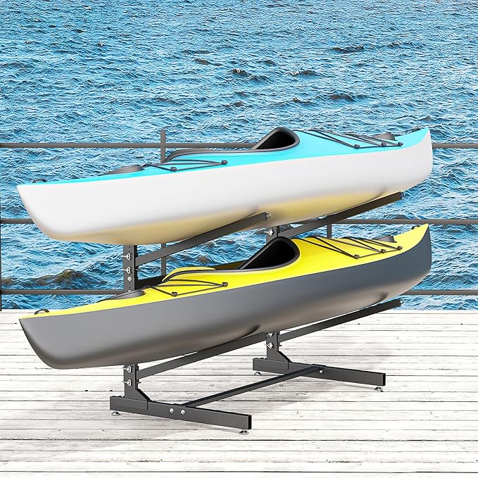 Kayak Storage Rack, Heavy-Duty Metal Kayak Storage Rack Adjustable Freestanding Kayak Stand, Canoe and Paddleboard Kayak Rack for Indoor & Outdoor Use