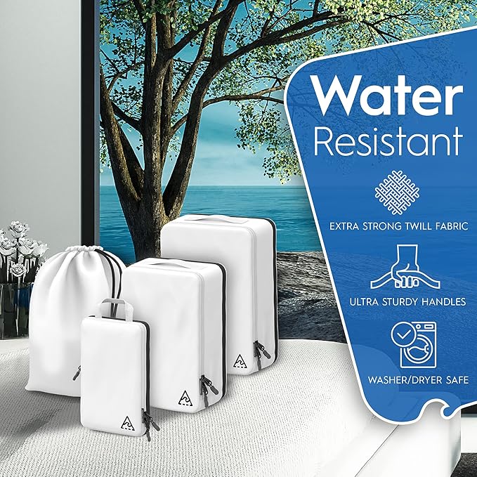 4-Piece Deluxe Compression Packing Cubes Travel - Maximize Space In Luggage With Double Capacity Design, Luxury Compressible Packing Cubes For Travel, Large, Small, & Medium Set