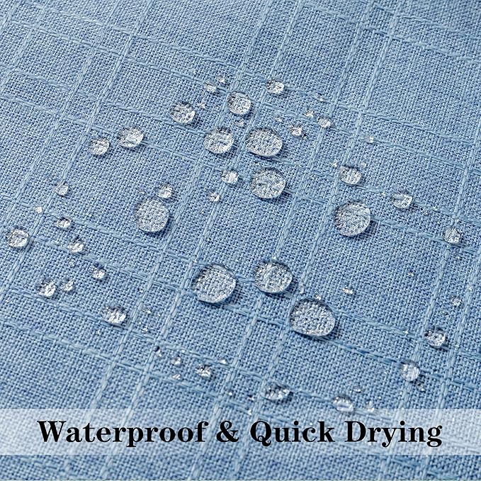 Kevin Textile Pack of 2 Outdoor Waterproof Throw Pillow Covers Decorative Square Outdoor Checkered Pillows Cushion Case Patio Pillows for Couch 12x20 inches 30x50 cm Light Blue