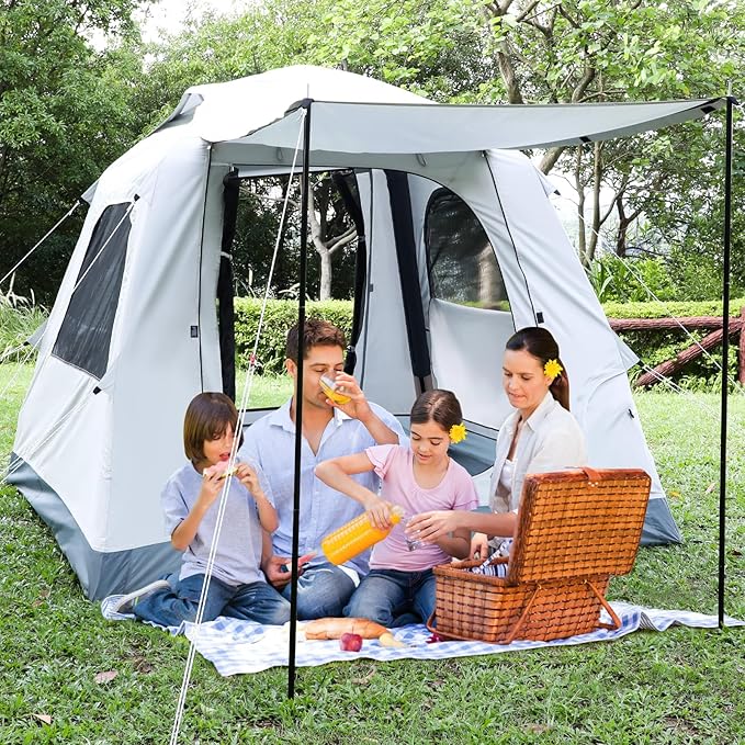 Quick Setup Tent,Automatic Inflatable Camping Tent,Easy Set up 3-4 Person Glamping Outdoor 4 Season Air Blow Up Tents, Rainfly & Windproof Portable