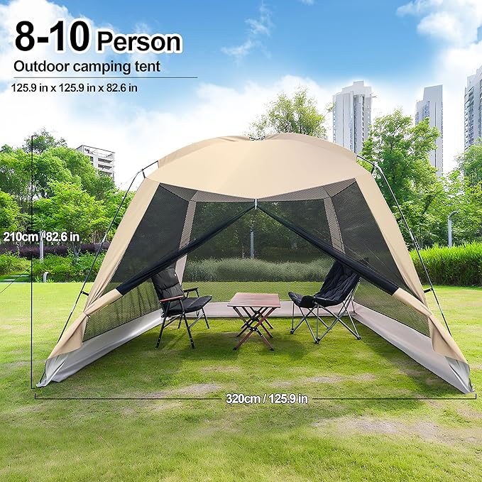 12' X 12' Screen House Room - Camping Screen Tent 8-10 Person&Instant UV Resistant Sun Shelter,Easy to Set up&Mosquito net Tent&Waterproof,Suitable for Family Camping Trip,Backyard,Picnic
