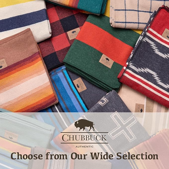 Chubbuck 100% Wool Blanket Camping (60" x 84") - Large Warm Blanket for Camping, Emergency, Outdoor Concerts and Home Use - Reversible, Fire Retardant, Soft and Warm Blankets for Winter (Sunset)