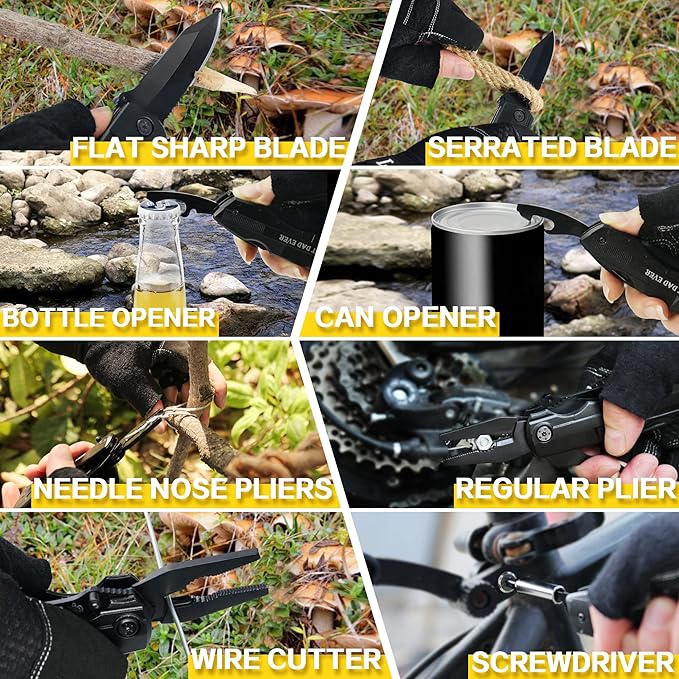 Birthday Gifts for Dad,6 in 1 Multitool Pocket Knives with Screwdrivers Pliers Bottle Opener Durable Sheath,Utility Tools for Camping Work Adventuring Daily Use