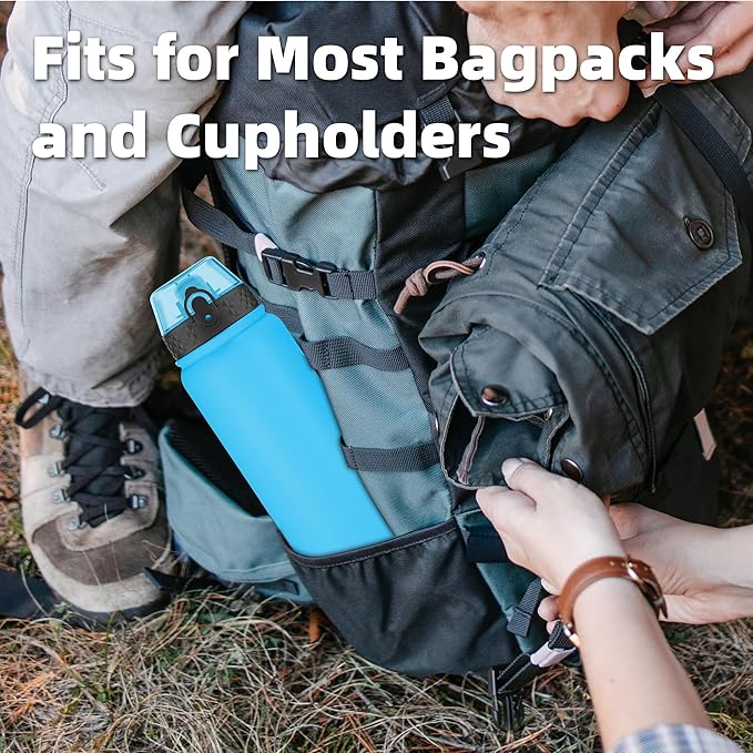 OLDLEY Insulated Water Bottle 32oz Water Bottles with Straw, Stainless Steel Water Bottle with 3 Lids, Double Wall Vacuum Bottles for Adult Kids, Sports Bottles for School Travel,Blue