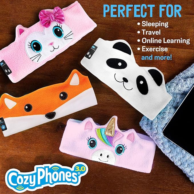 Toddler Headphones Wireless, Kids Bluetooth Earphones, Safe Volume - Wired School Headphones for Kids with 3.5 MM Jack and Travel Bag - Toddler Airplane Accessories for Boys & Girls - Purple Unicorn