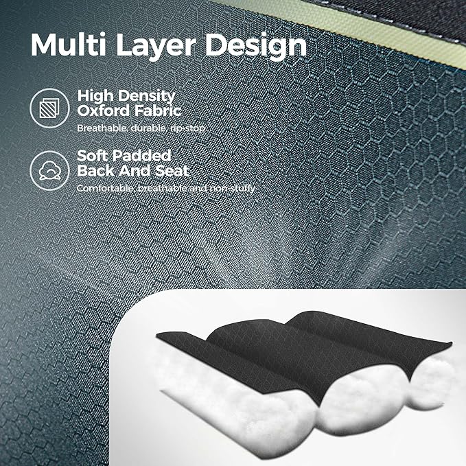 ALPHA CAMP Oversized Camping Chair Heavy Duty Lawn Chair with Cooler Bag Support 450 LBS Steel Frame Collapsible Padded Arm Quad Lumbar Back Folding Chair for Lawn Outdoor