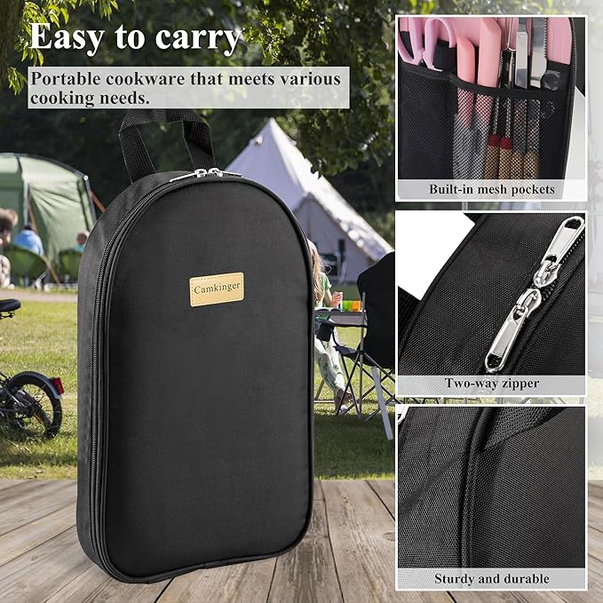 Camping Accessories Kitchen Cooking Utensils Set - Portable Outdoor Camp Cookware Set, Silicone Camper Essentials Gear Must Have Supplies for Travel RV BBQ Grill Picnic Hiking