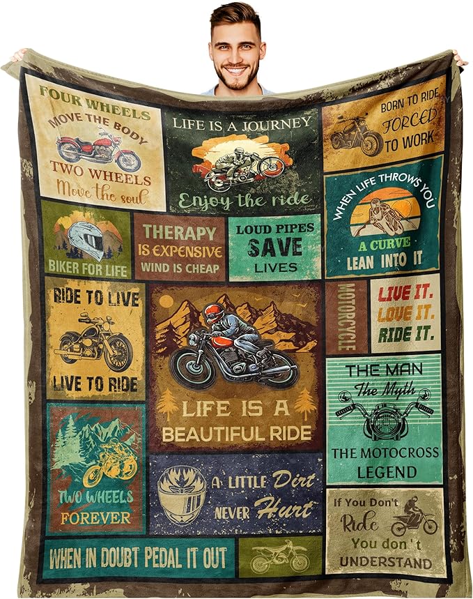 Motorcycle Gifts for Men, Harley Davidson Gifts for Men, Motorcycle Blanket 60"x50", Best for Motorcycle Riders/Lovers/Enthusiasts