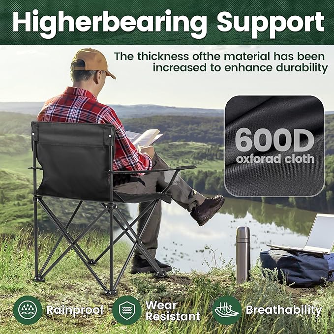 2 Pack Camping Chairs -Lightweight and Supportive Chairs for Adult and Lightweight Individuals - Compact, Durable, and Portable - Ideal for Camping, Hiking, Beach, and Picnics -Carry Bag