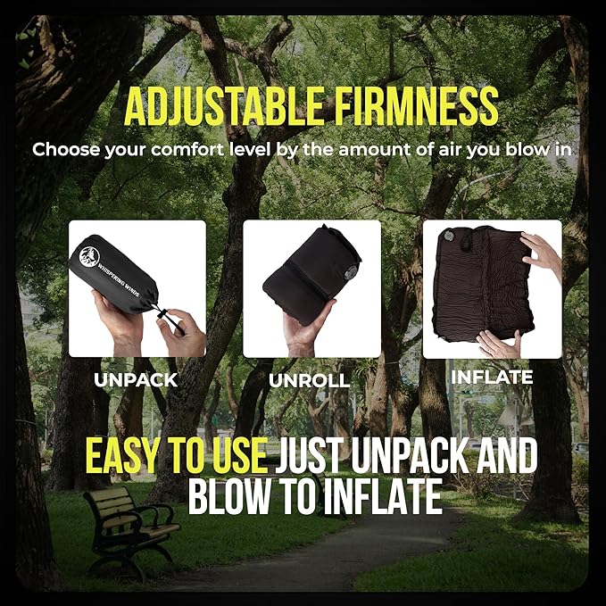 Whispering Winds Inflatable Seat Cushion - Comfortable Blow-up Foam Pad for Airplane, Travel, Stadium, Outdoors, Camping, Car & More