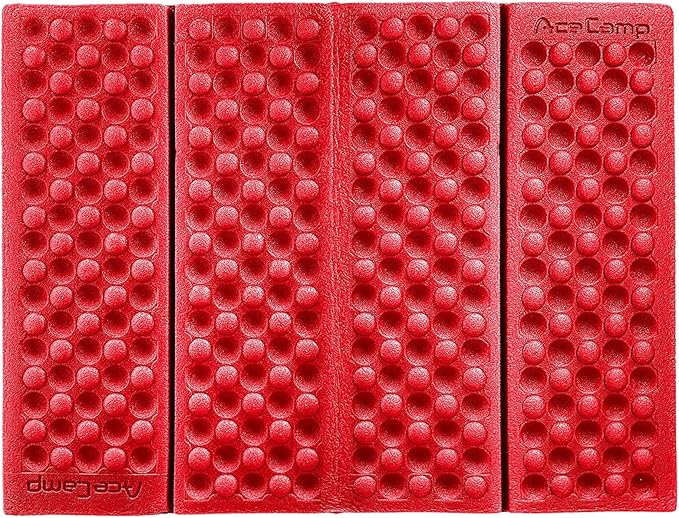 AceCamp 3940 Portable Lightweight Mini Waterproof Folding Mat, Foam Sitting Pad for Outdoor Activities, Foldable Kneeling and Seat Cushion for Comfort, Red