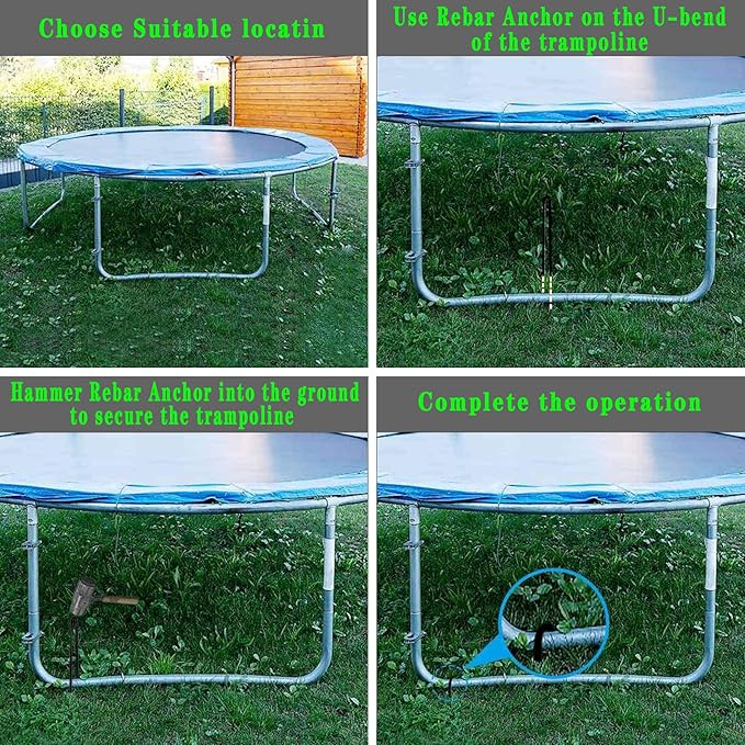 10"x2" Trampolines Wind Stakes Heavy Duty U Shape Galvanized Steel Trampoline Stakes Ground Anchors with Sharp End for Camping Tent, Garden Staples, Trampoline Pins (24)