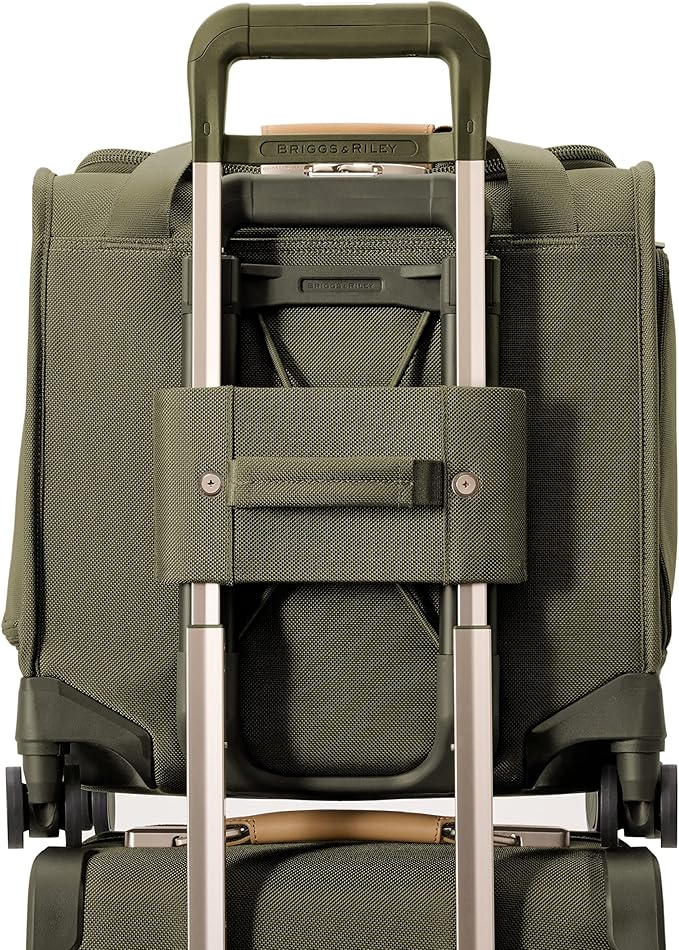 Briggs & Riley Cabin Spinner - Carry On Luggage for Travel, Suitcases with Wheels, Softside Rolling Bag for Men & Women, Fits Under Plane Seat, Interlocking Handle - Baseline Collection, Olive