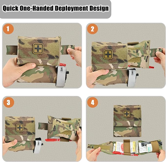 2-in-1 Micro Med Kit Med Pouch Tactical Mini First Aid Pouch Empty Small IFAK Pouch Compact Med Pouch EDC Bag with Tourniquet Holder |MOLLE Belt IFAK Micro Trauma Kit Pouch